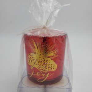 Red/Gold Tealight Cup- Joy