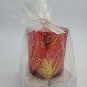 Red/Gold Tealight Cup- Jolly