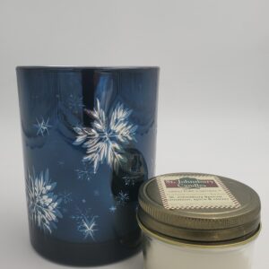 Snowflake Etched Blue Glass- Medium