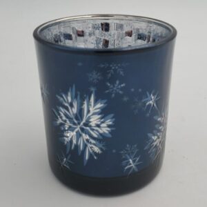 Snowflake Etched Blue Glass- Small