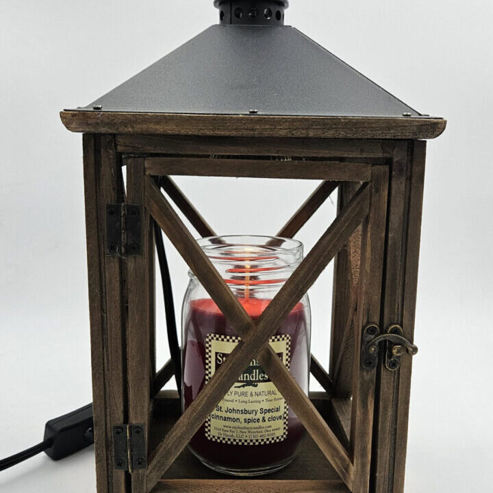 Weathered Espresso candle lit